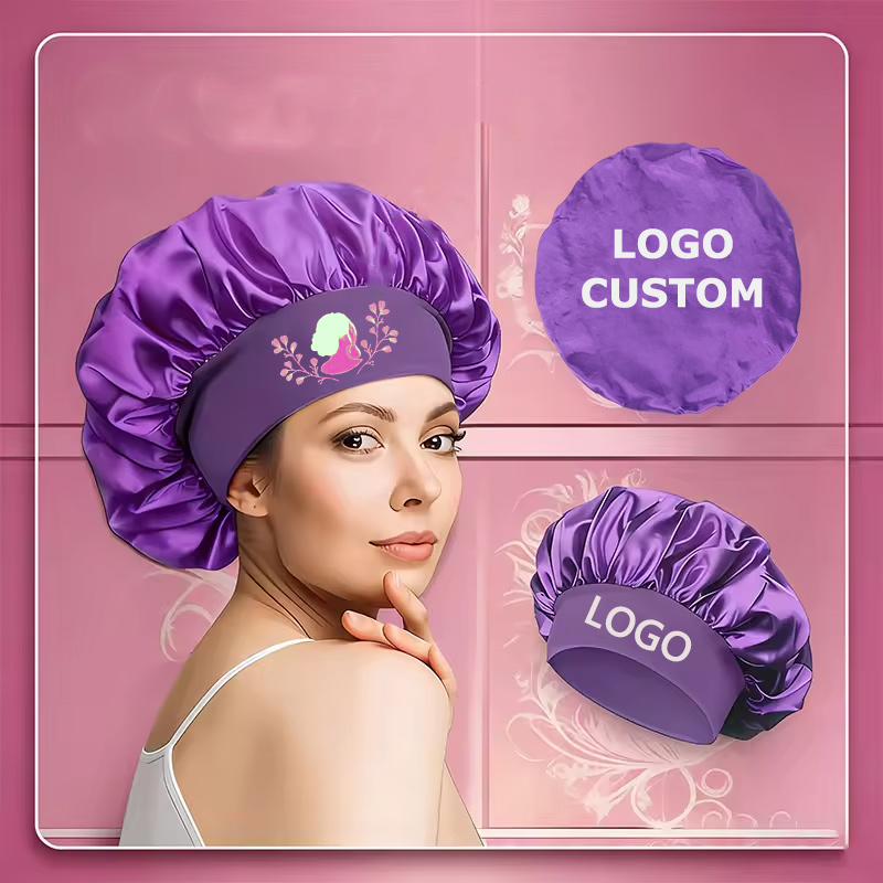 Hair Care Logo - Seiden-Schlafhauben Satin-Bonnet Schlafmützen 2 Stück Logo