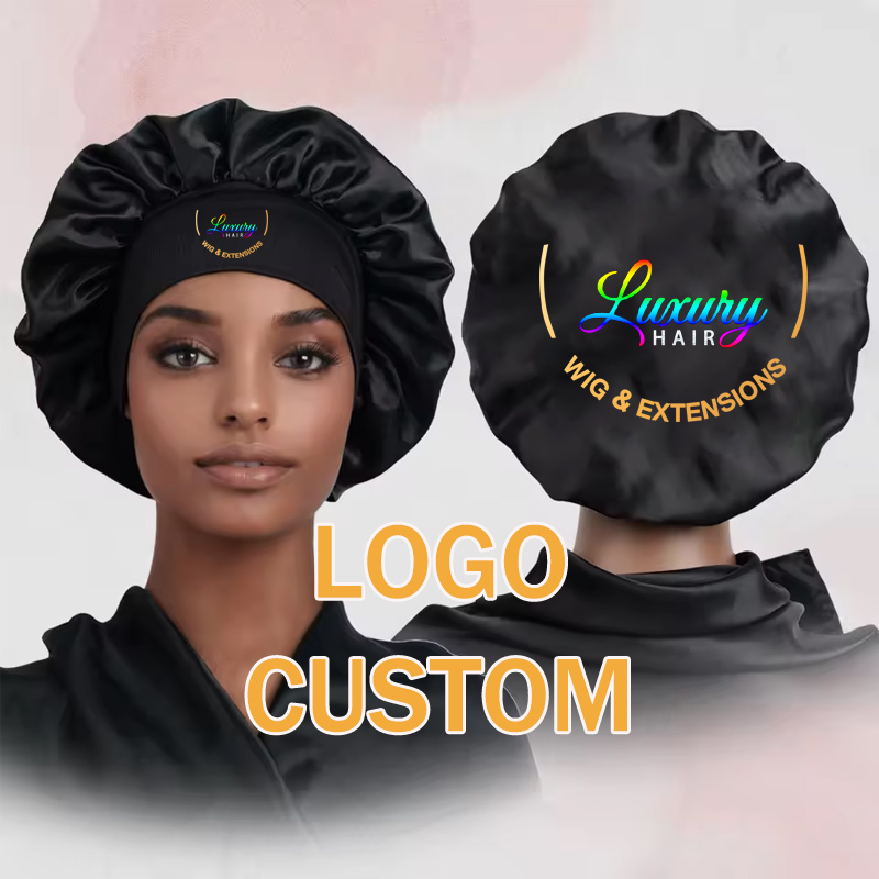 Hair Care Logo - Satin-Haube für die Haarpflege, personalisierbare Schlafhaube