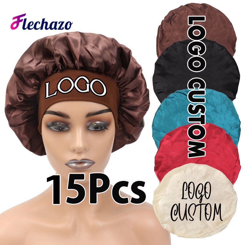 Hair Care Logo - Seiden-Satin-Haarbonnet, Schlafhaube für die Nacht, mit