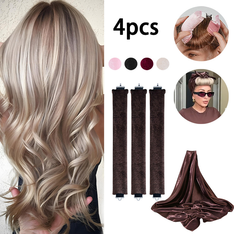 Hair Care Curly Hair - 4-teiliges Hitzfreies Lockenwickler-Set mit Kopftuch, Lockenstab